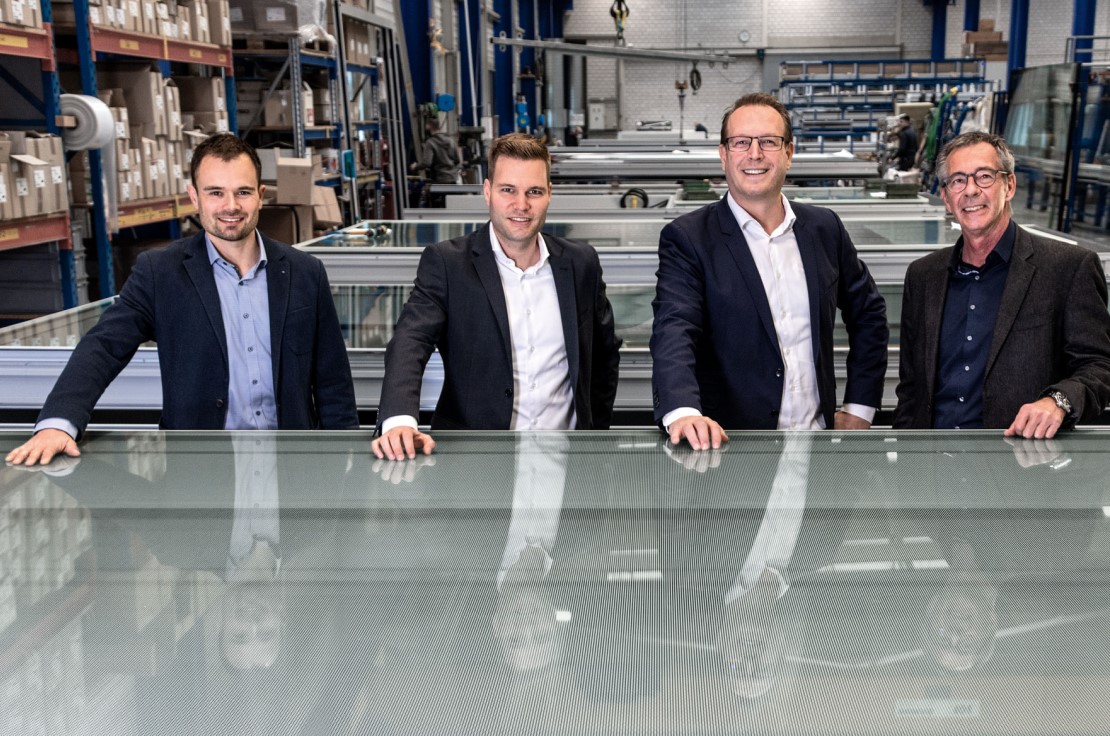 Die neue Geschäftsleitung der Aepli Metallbau AG (v.l.n.r.): Michael Röthenmund (Technischer Leiter), Matthias Elmer (Geschäftsführer), Thierry Knöpfel (Leiter Verkauf) und Marcel Rechsteiner (Leiter Finanzen und HR)